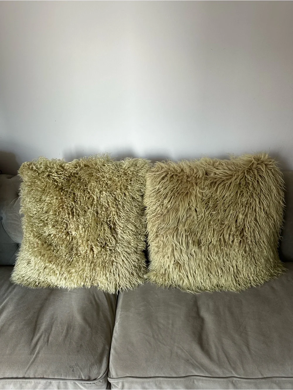 Set of Two Decorative Sheep Wool Pillows